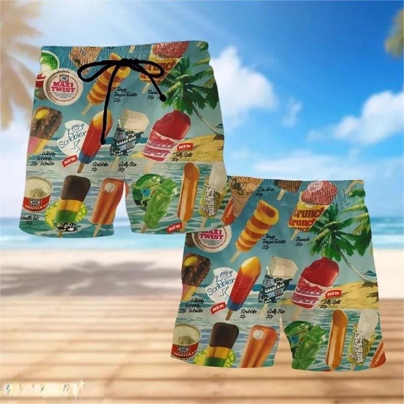

Summer Popular Ice Cream Print Unisex Beach Shorts Vacation Leisure Funny Children Quick Board Short 3D Print Men Short Pants