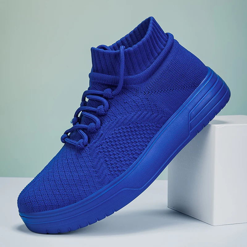 

Summer Blue Sock Shoes Men Knit Breathable Running Shoes Women Comfortable Platform Sock Sneaker Mens Trainers zapatillas hombre