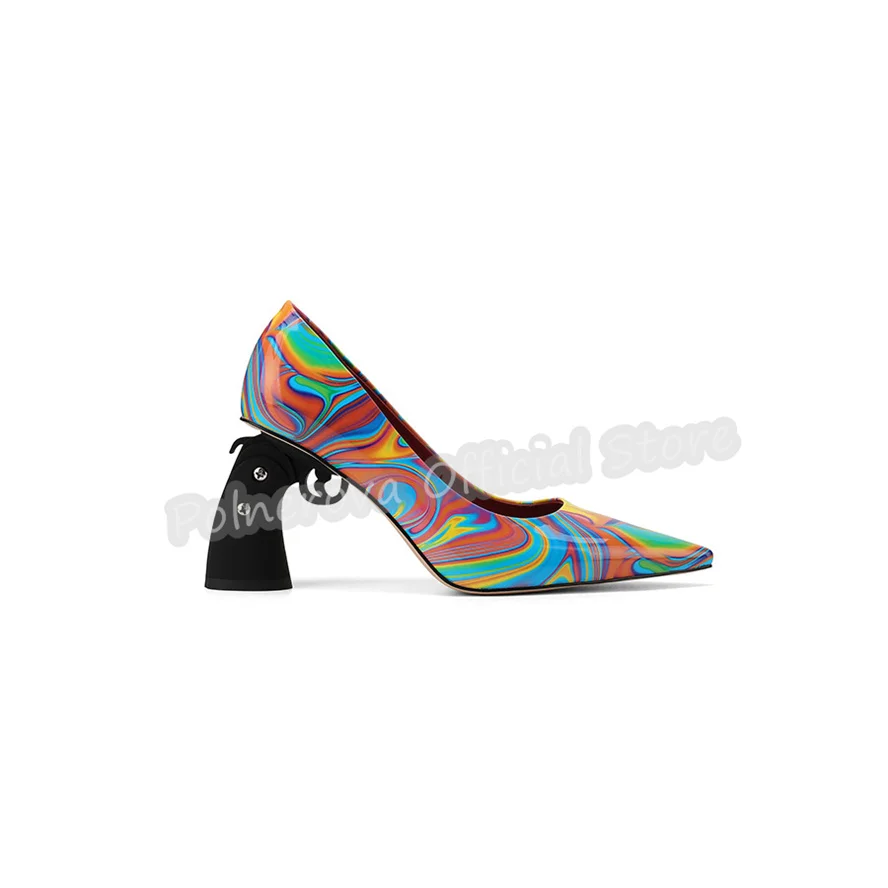 

Fashion Gun Design Strange High Heel Women Pumps Graffiti Prints Pointed Toe Shallow Gladiator Sandals Lady Party Dress Shoes