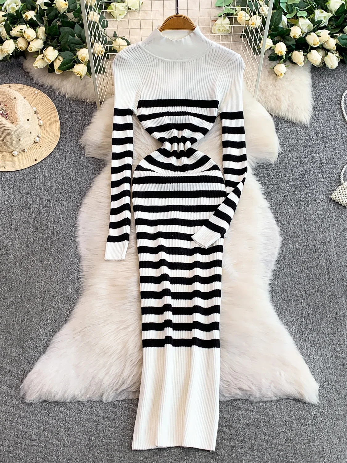 Coreano sle gola alta de malha dr feminino outono inverno cintura elástica atrevida base camada longa malha dr