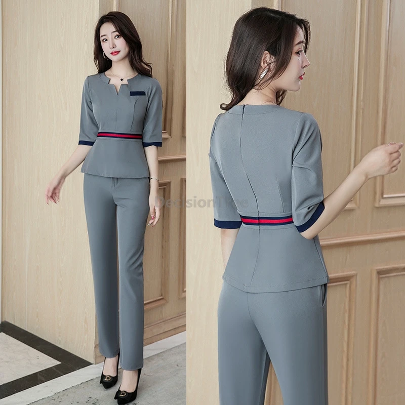 2025 beautician work uniform women's high end health salon beauty salon fashion pants suit temperament foot bath technician set