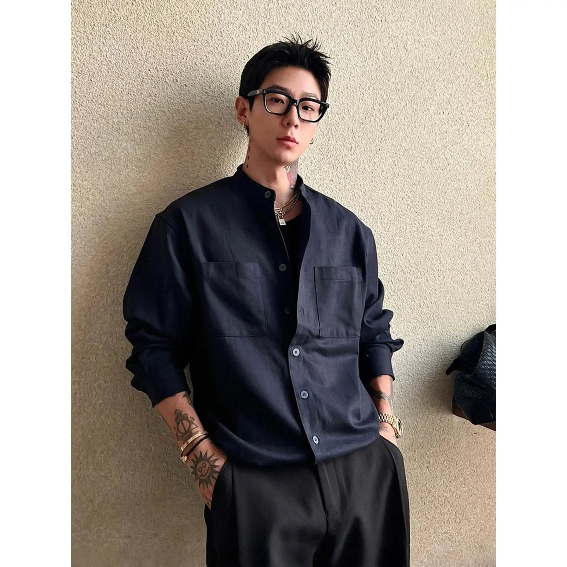 

Loose Fit Long Sleeve Men's Shirt Material Regular Shoulder Casual Collar Workwear Style Autumn Fashion Loose Shirt