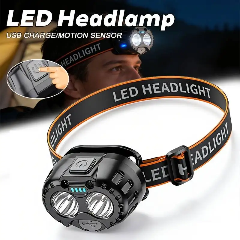 Ultra-Bright Headlamp LED Head Flashlight Rechargeable Adjustable Light with Magnetic Head Torch Outdoor Camping Fishing