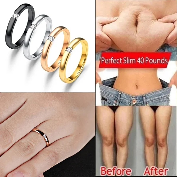 Micro-magnetic Slimming Ring Micro-set Rings for Women Simple Stainless Steel Ring Fat Burning Magnetic Therapy To Lose Weight