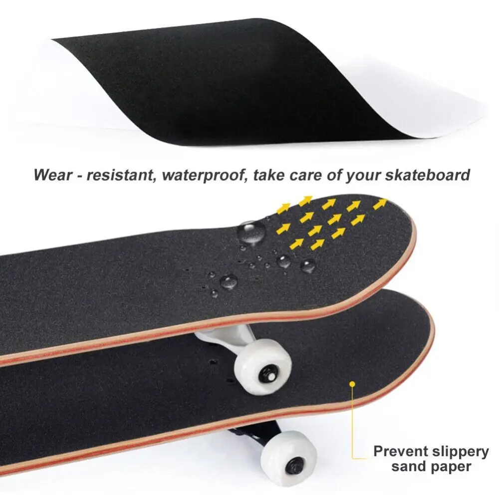 Lámina decorativa para monopatín, accesorios de PVC para Longboard, cinta adhesiva para agarre de la cubierta, papel de lija