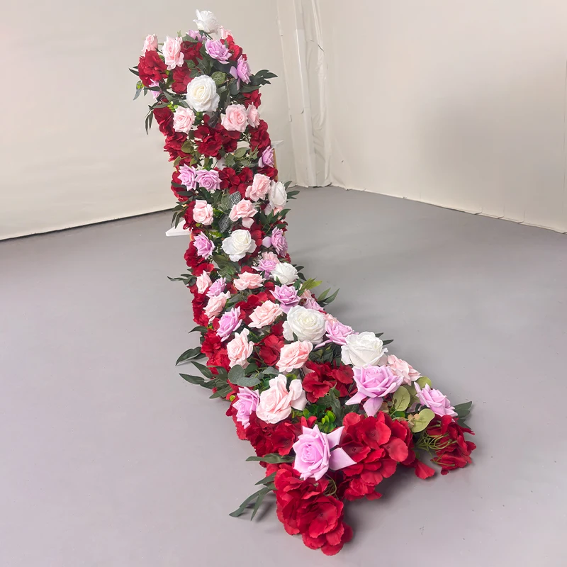 

2M Luxury Artificial Red Rose Flower Wedding Backdrop Decor Arrangement Floral Row Window Display Event Banquet Party Prop