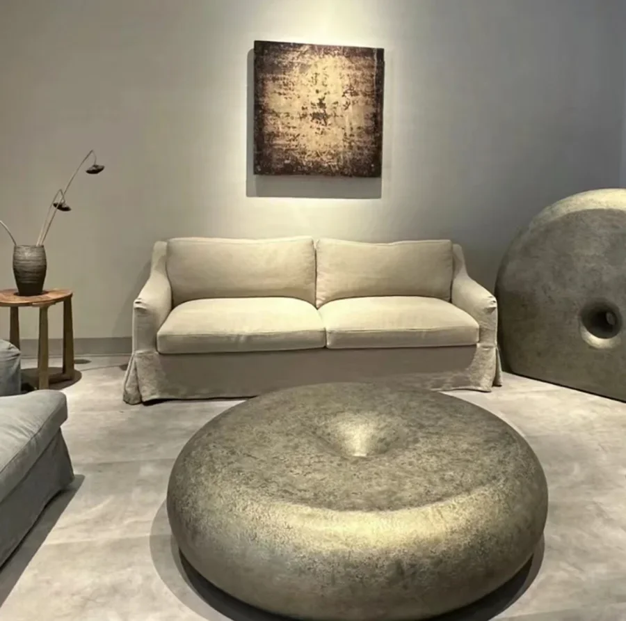 Tissu en lin lavé double pour trois personnes, meubles rétro entièrement démontés et lavés pour séjour chez l'habitant