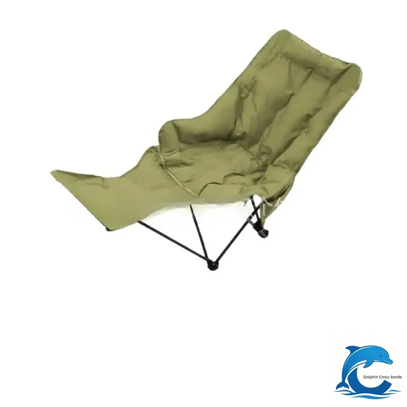 4-Position Adjustable Padded Moon Chair, 2-in-1 Lazy Recliner, Portable Folding Lounge Chair for Outdoor Camping Fishing