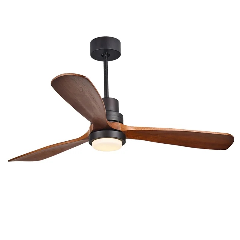 Modern Remote Control 52 Inch Wooden Blades Retro Ceiling Fan With AC220V Input 15W Ceiling lights