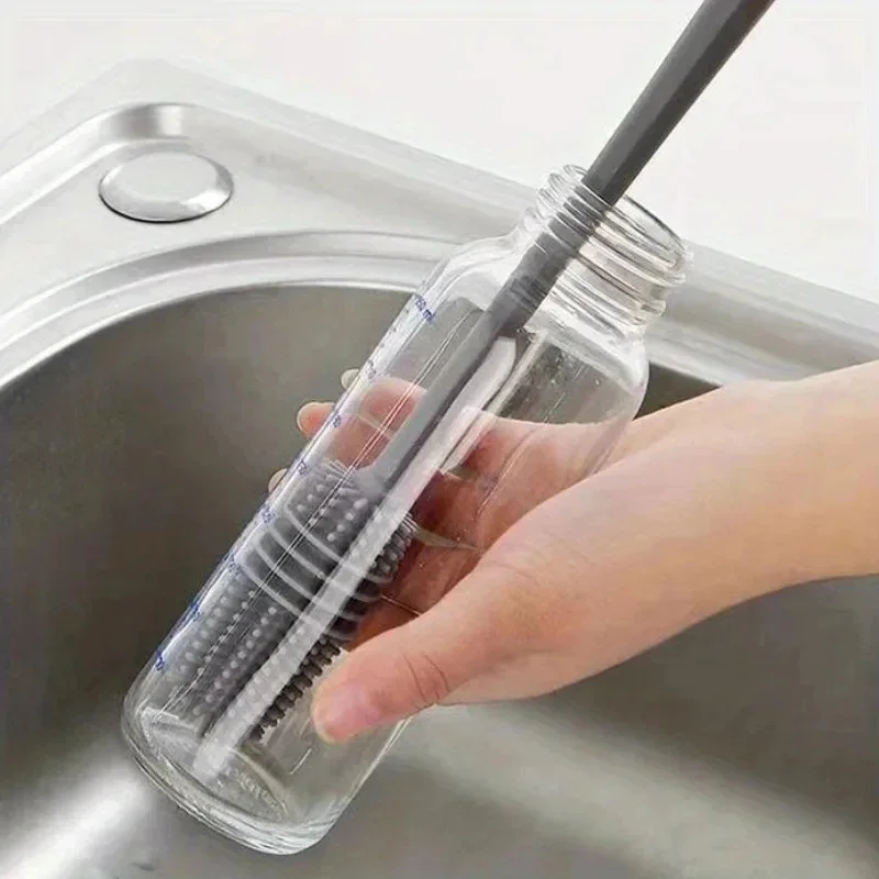 Silicone Milk Bottle Brush Cup Scrubber Glass Cleaner Kitchen Cleaning Tool Long Handle Drink Bottle Glass Cup Cleaning Brush