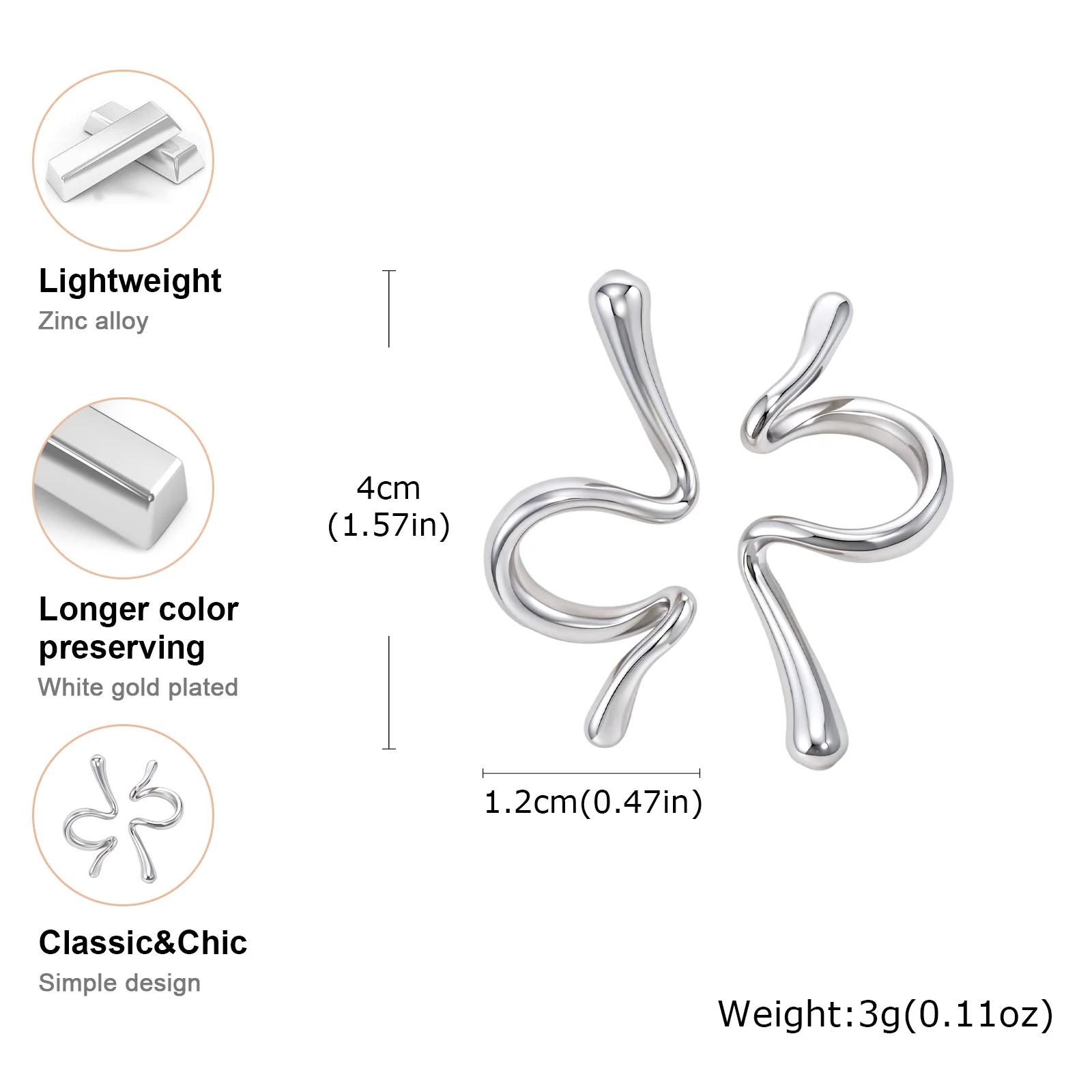Snake Shape Ear Cuff for Women,  Silver Color Coil Wrap Earrings, No Piercing Punk Jewelry Gift 1pair view 6