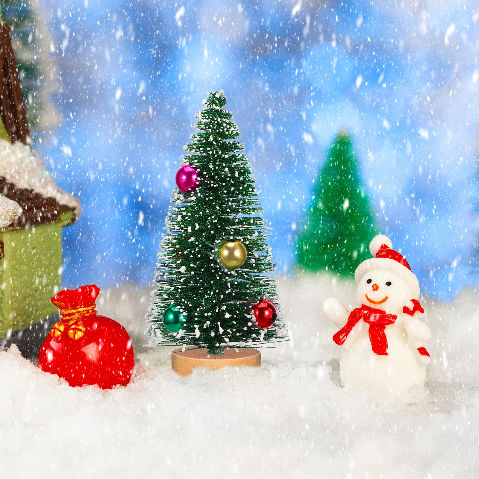 

12 Pcs Small Tree Decor Festival Scene Christmass Tabletop Decorative Mini Desk for Holiday Desktop Decoration Trees