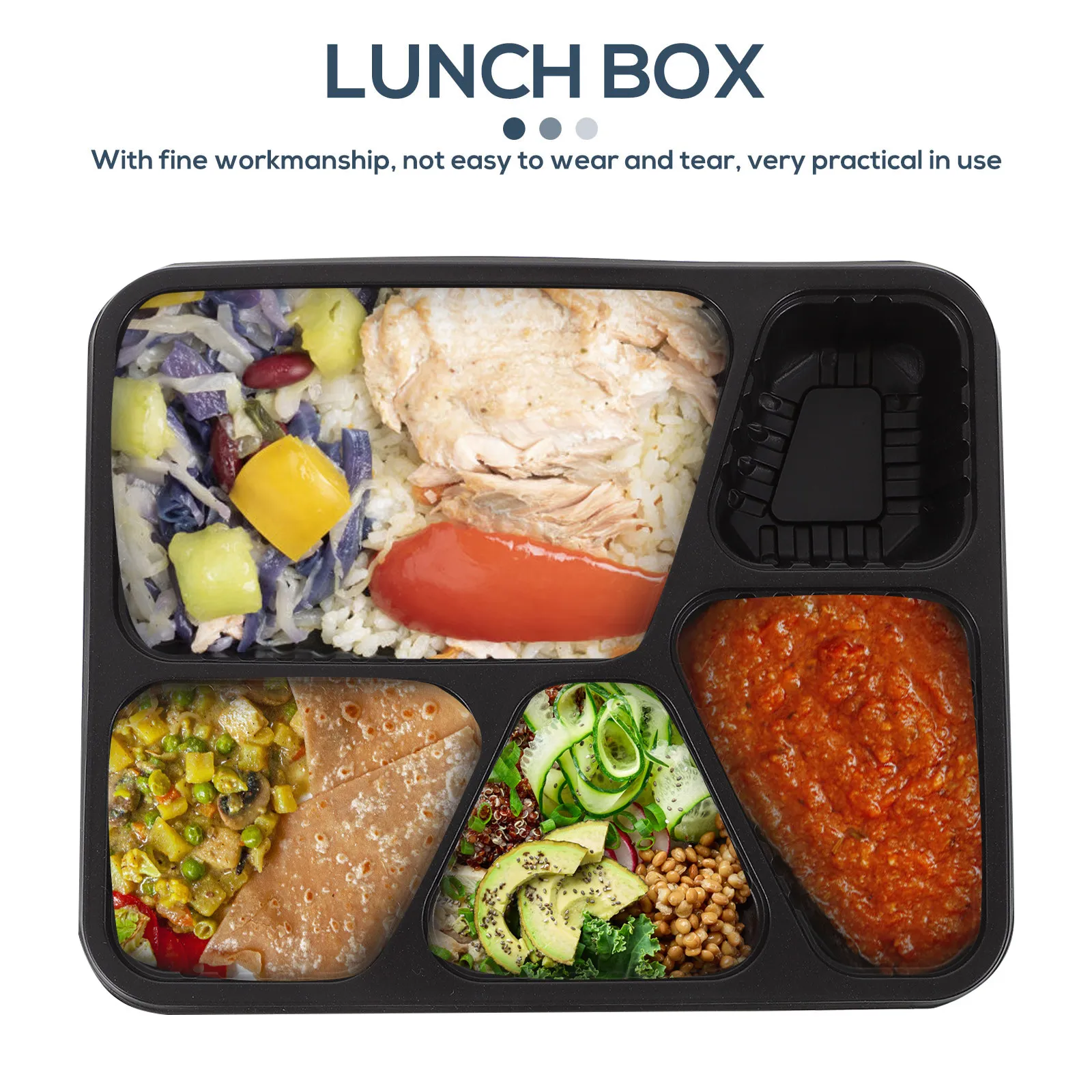 

Набор из 30 одноразовых контейнеров для фастфуда с пятью отделениями, с крышками, пригодных для использования в духовке, портативные ланч-боксы для хранения еды