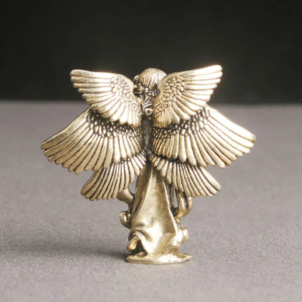 

Retro Brass Angel Figurine Desktop Decor Statue Craft Ornament Creative Home Office Adornment Vintage Tabletop Art Piece