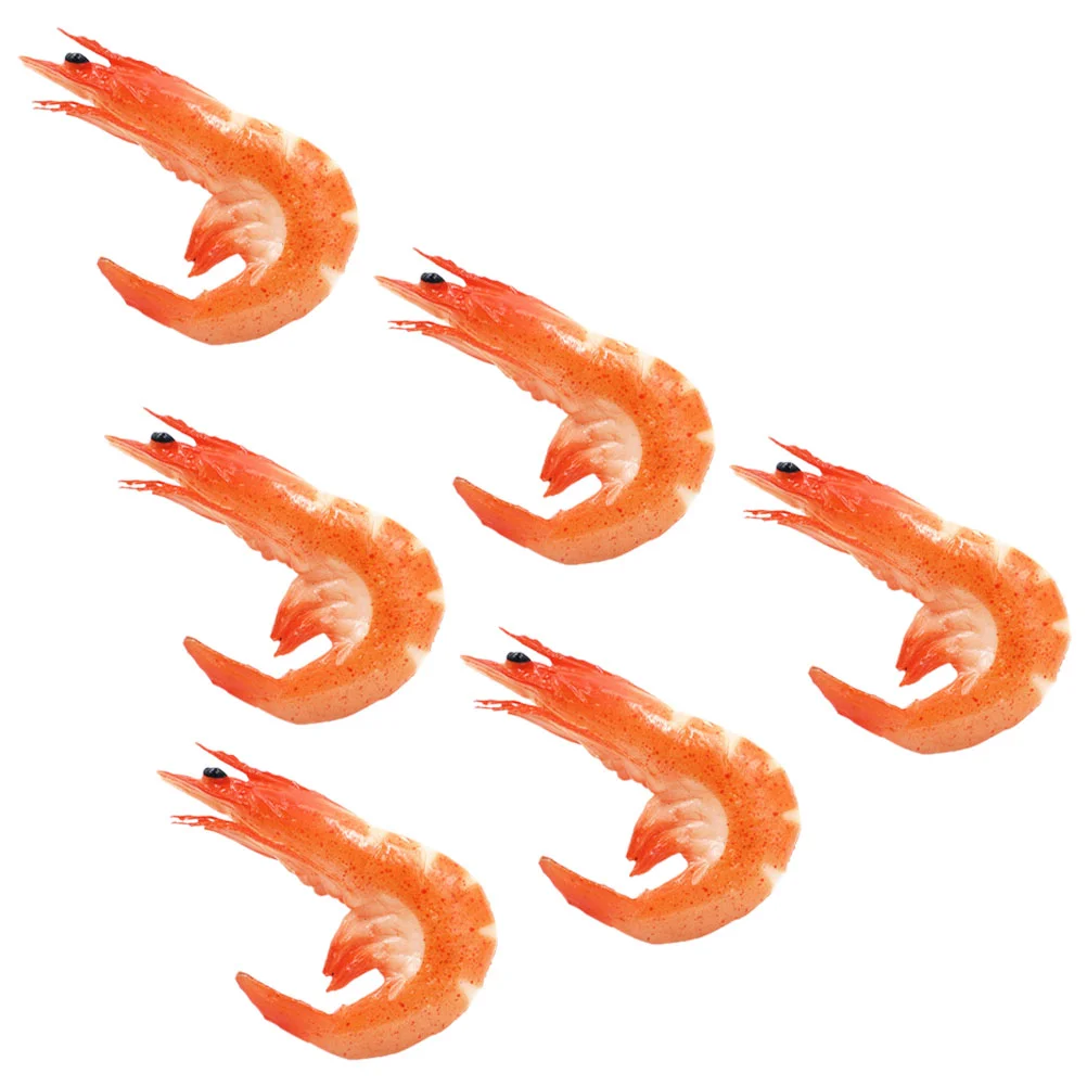 6 Pcs Simulation Lobster Model PVC Shrimp Prop Artificial Toy Photo Food Realistic Simulated Teaching