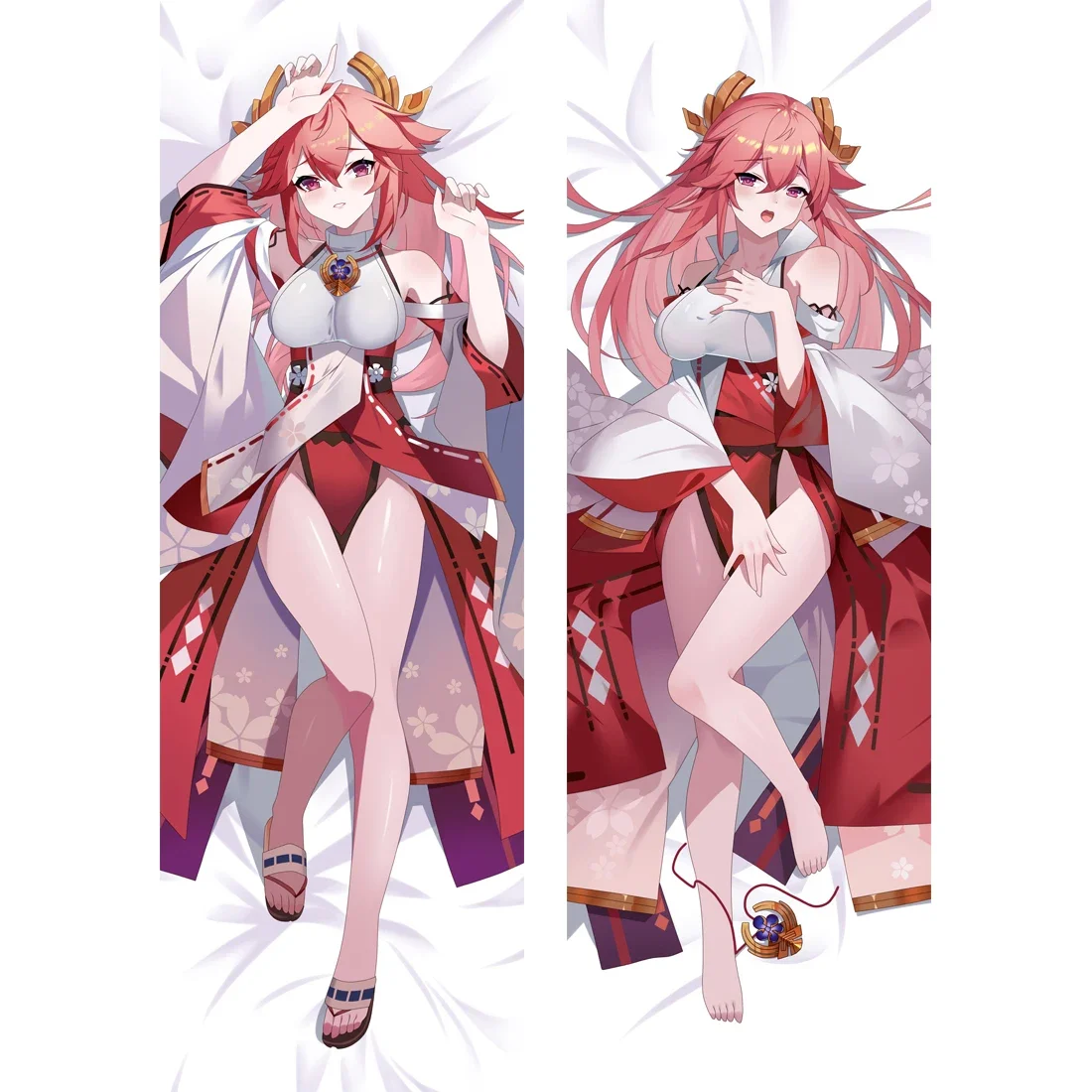 

60x180cm Genshin Impact Yae Guuji Body Throw Pillowcase Dakimakura 2-Side Hugging Peach Skin Pillow Cover Case