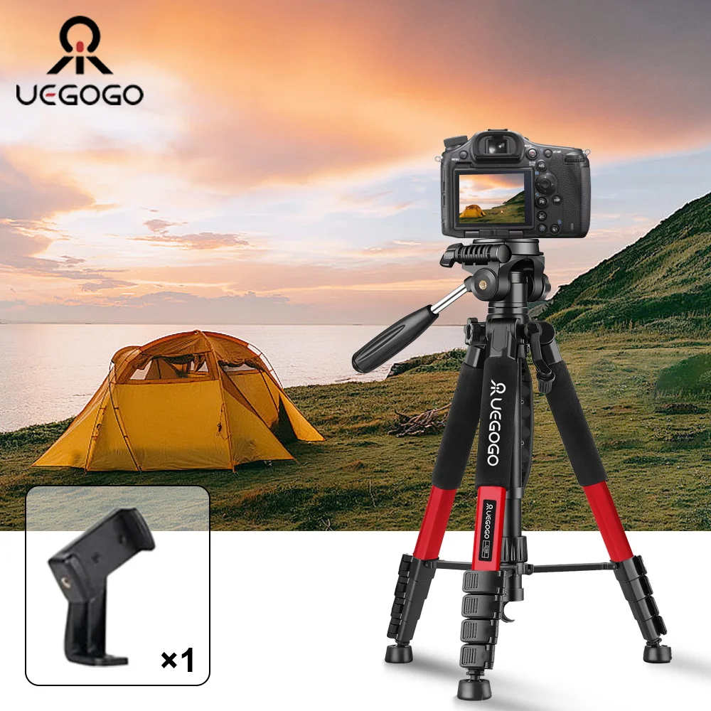 UEGOGO Q188 188cm Professional photography accessories video camera DSLR zomei tripod for phone with phone holder