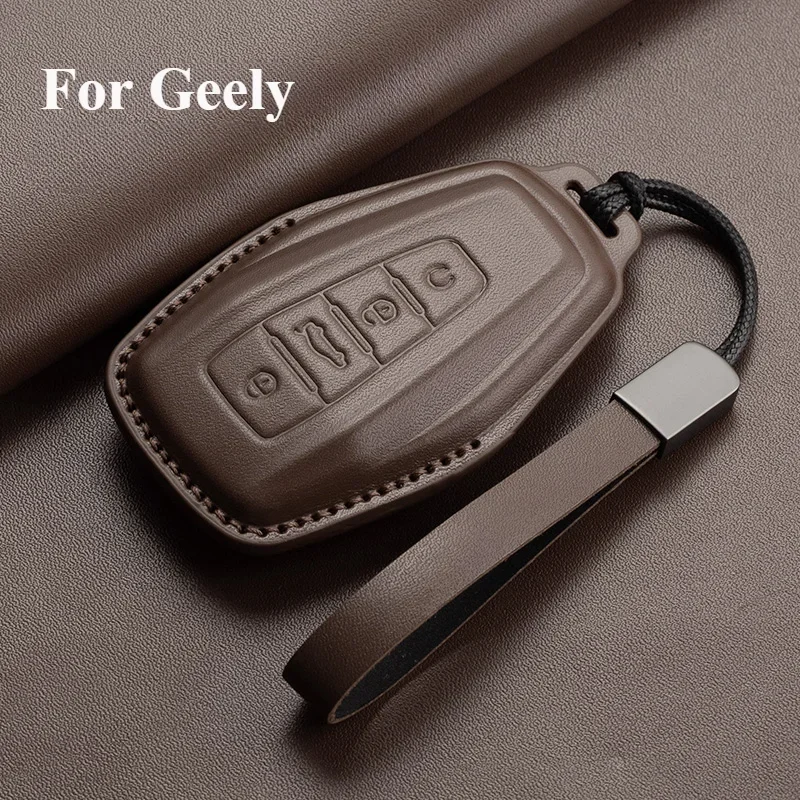 

Leather Car Remote Key Case Cover For Geely Emgrand X7 EX7 Coolray 2019 2020 Atlas Boyue NL3 GT GC9 Borui Keyless Key Shell Fob