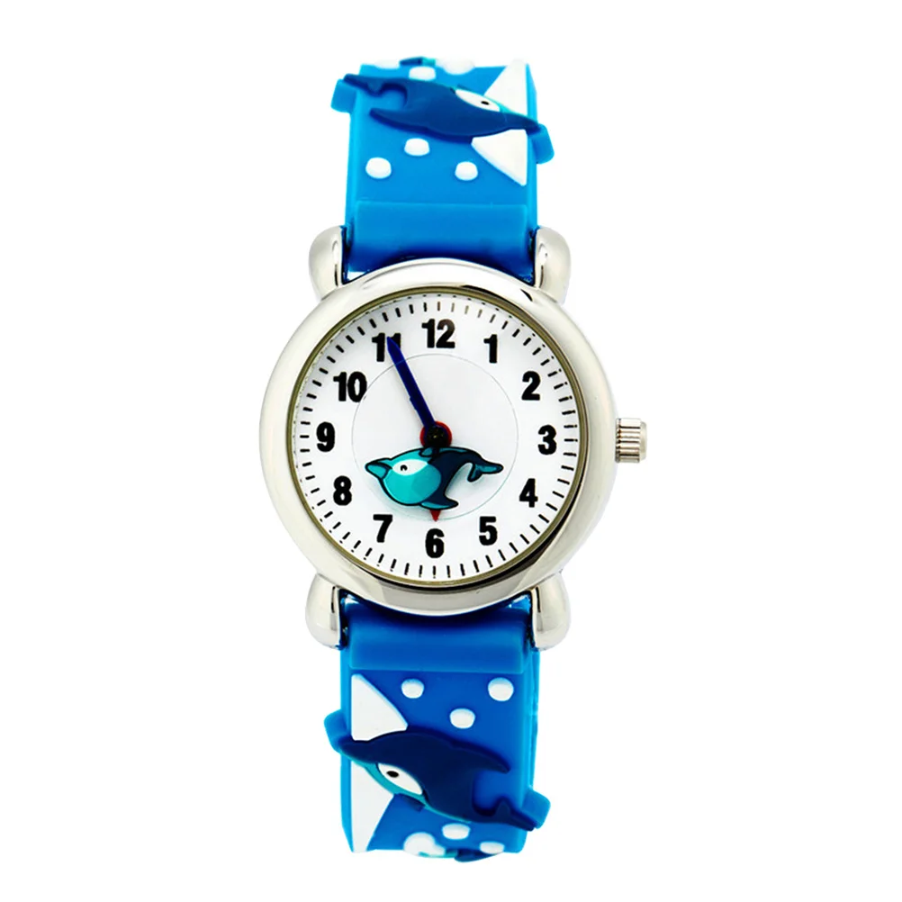 Dolphin Pattern Cartoon Children Student Gift Waterproof Time Learning Watch For Child Dolphin Pattern Watch Girls Boys