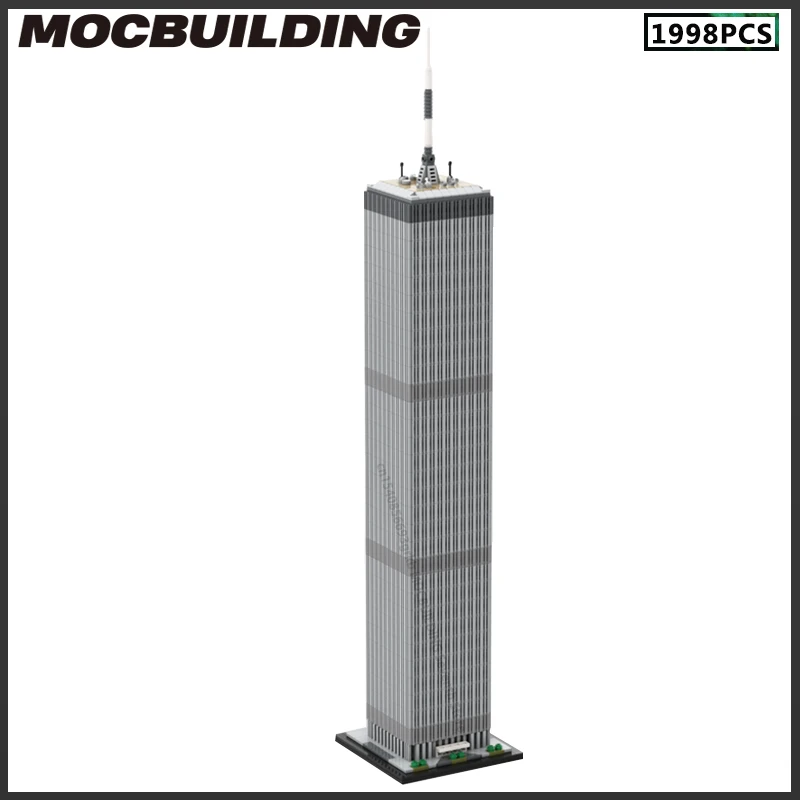 MOC Building Blocks Modern City Iconic Architecture World Center Tower 1:800 Scale Skyscraper DIY Aassemble Bricks Toys Gifts