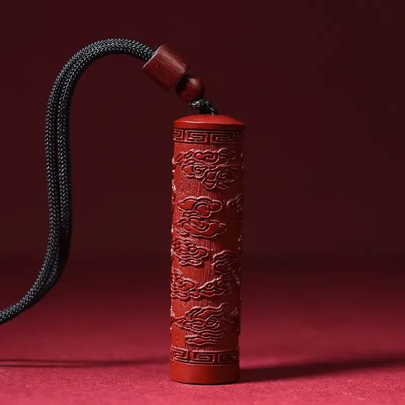 Genuine Cinnabar Pendant Can Be Opened Xiangyun Column with High Content of Zijin Sand Tube Waterproof Pendant