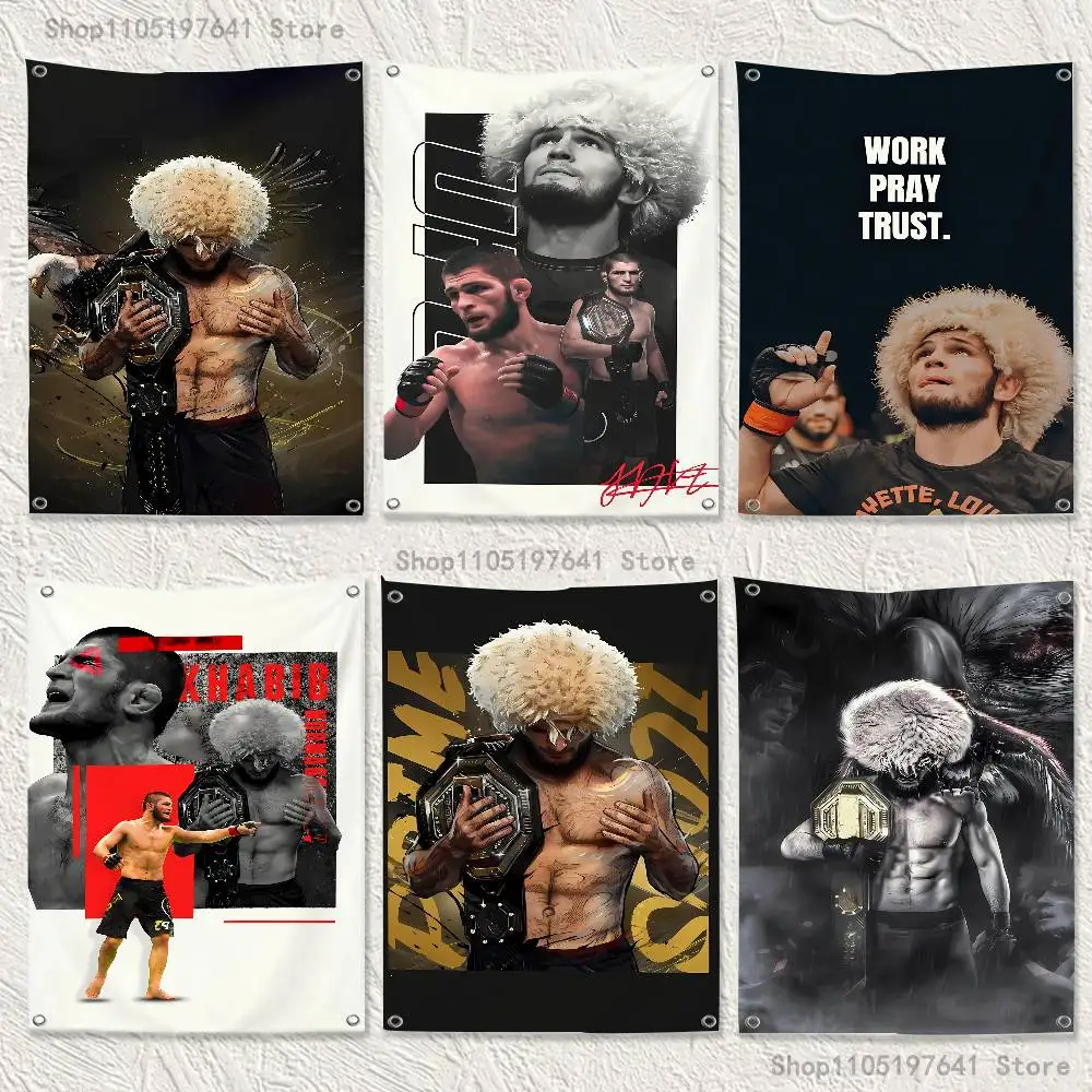 

K-Khabib Cool N-Nurmagomedov Flag Tapestry Banner For Bedroom Outdoor Living Room Restaurant Bar Wall Decor Party