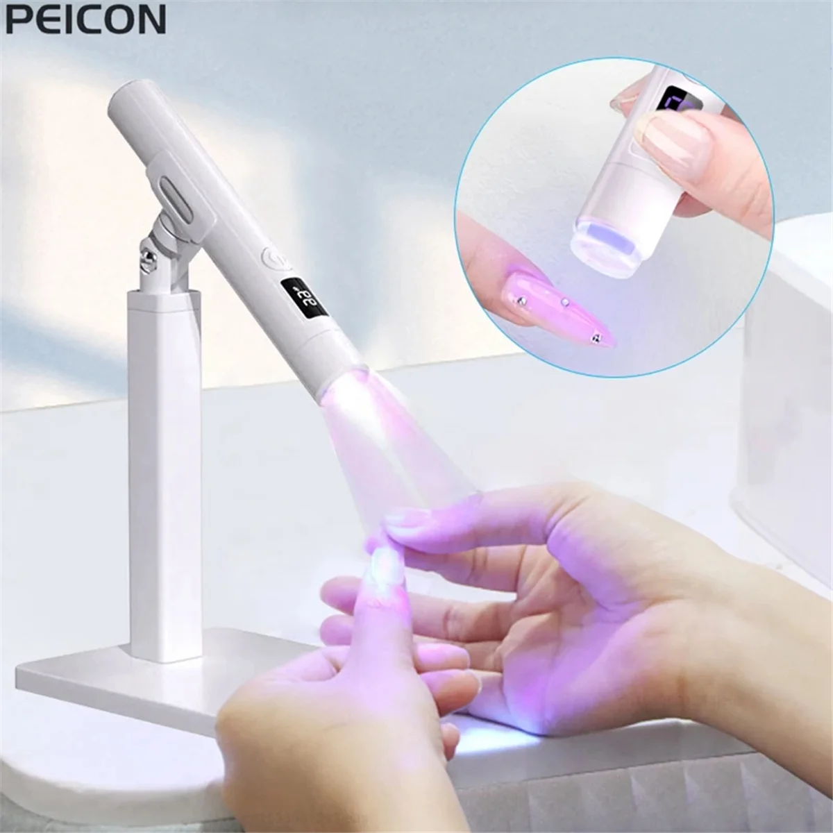 UV LED Nail Lamp Ultraviolet Nail Dryer Stand Lamp Nail Drying Lamp for Manicure Nail Art Mini Portable Nail Light