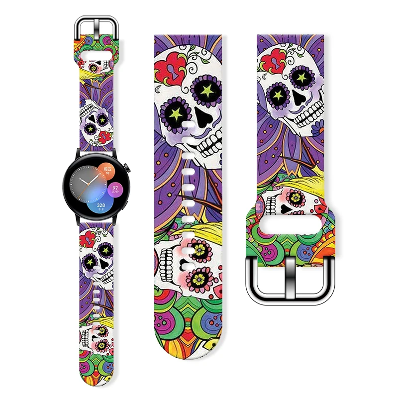 

20MM Colorful Halloween printing strap for Samsung Galaxy Watch7/6/5 44mm Band Replaceable Bracelet for Xiaomi Huawei Watch