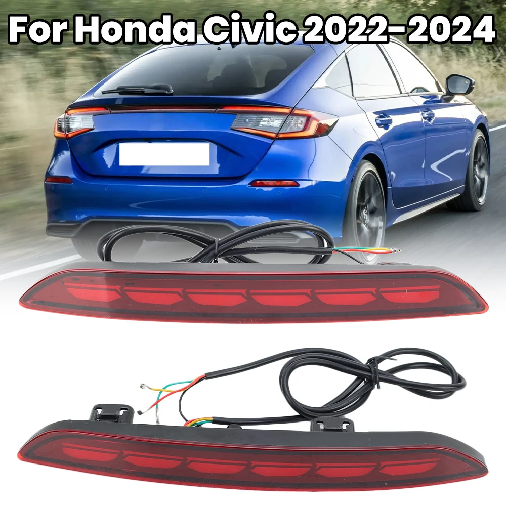 

2Pc LED Rear Bumper Lights for Honda Civic Hatchback 2022-2024 Brake Lamp Rear Bumper Reflector Turn Signal Lamp Car Accessories