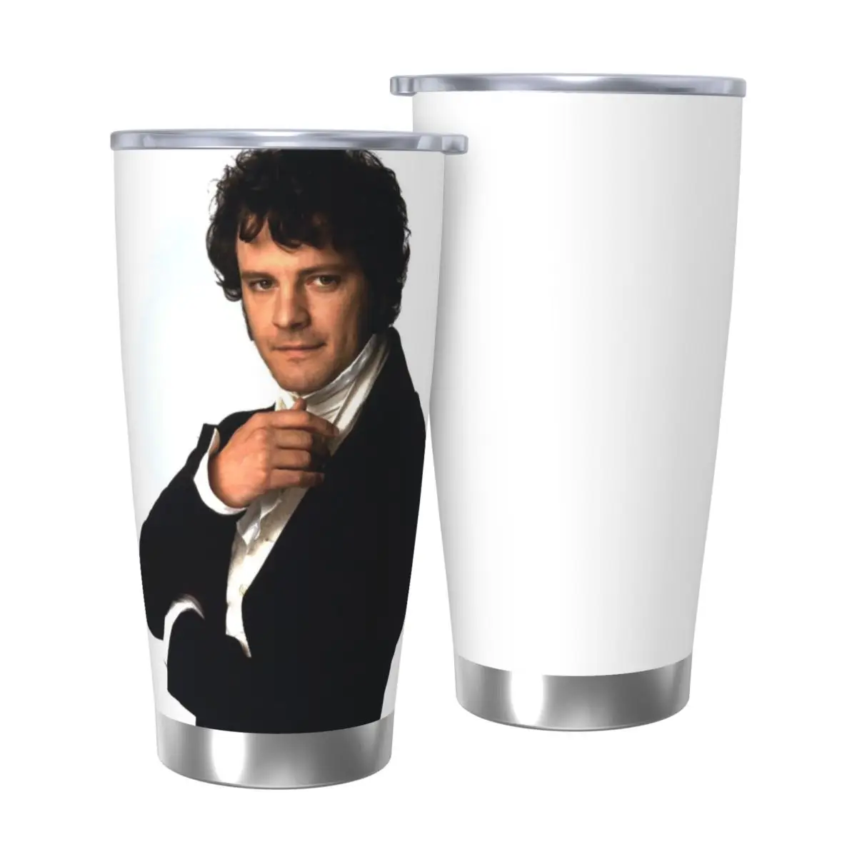 كولين فيرث كما السيد دارسي في فخر وتحامل بهلوان من الفولاذ المقاوم للصدأ كوب معزول من الفولاذ المقاوم للصدأ كوب حراري بارد من القش مع غطاء 20 أونصة