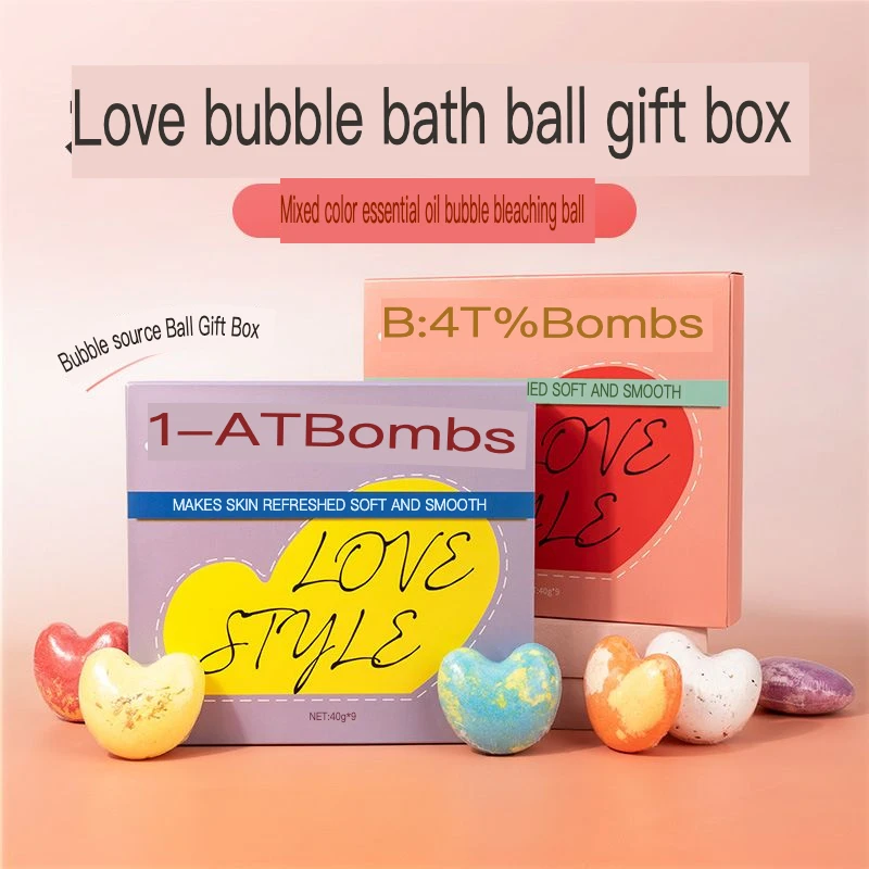 

Heart-shaped Bath Ball Set Box, A Popular Heart-shaped Bubble Bath Ball Gift Box Containing Bath Salt Balls