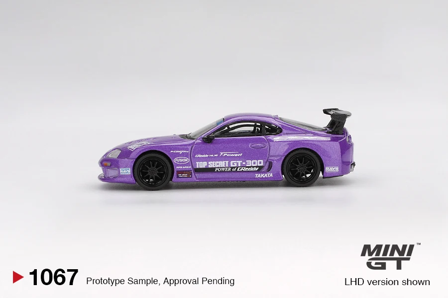 ميني GT 1/64 تويوتا سوبرا (A80) توب سيكريت GT-300 توب سيكريت بيربل يحتوي على عبوة نفطة سبيكة نموذج سيارة هدية #4