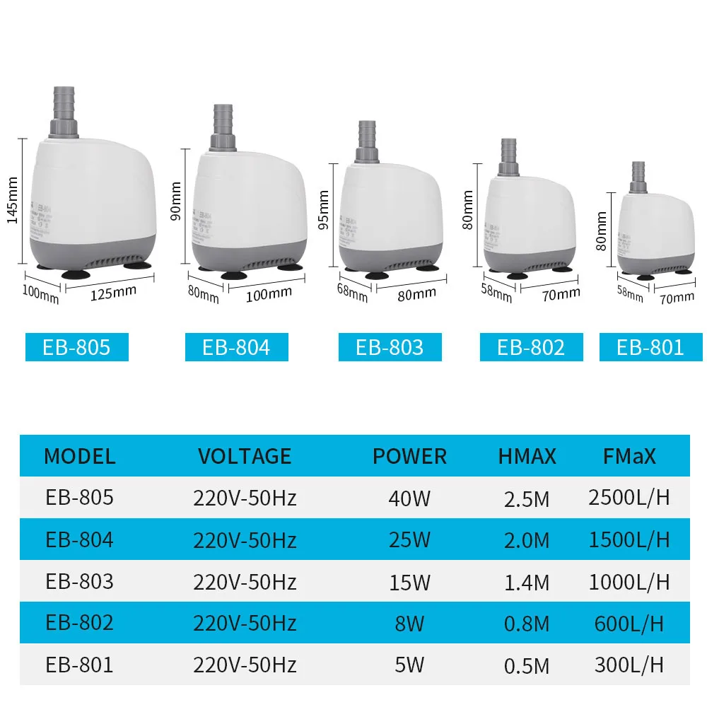AISITIN Aquarium Submersible Water Pump Fountain Filter Fish Pond Quiet Water Pump Tank Fountain Side Suction Pump