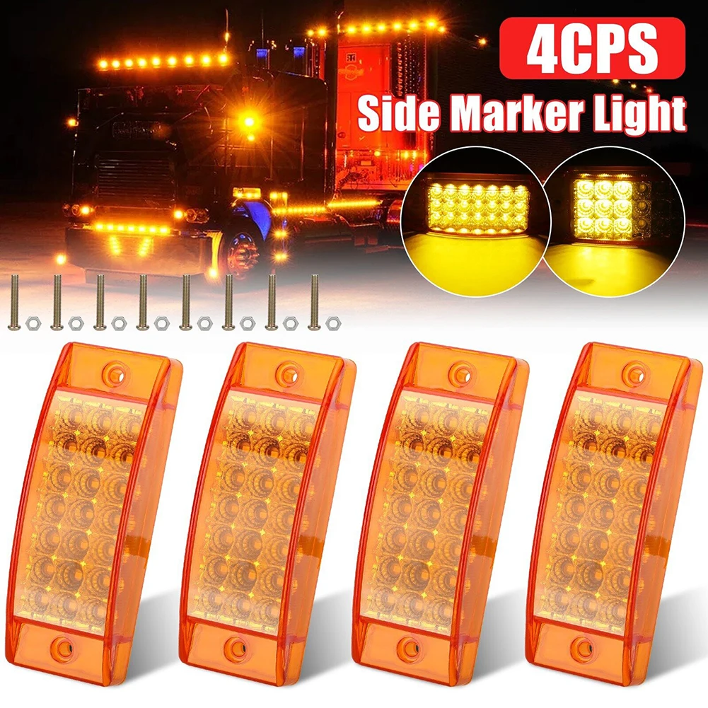 

4Pcs 21LED Car Tail Light Turn Signal Side Marker Lights Clearance Lights Waterproof 12V-24V Universal For Trailer Truck RV