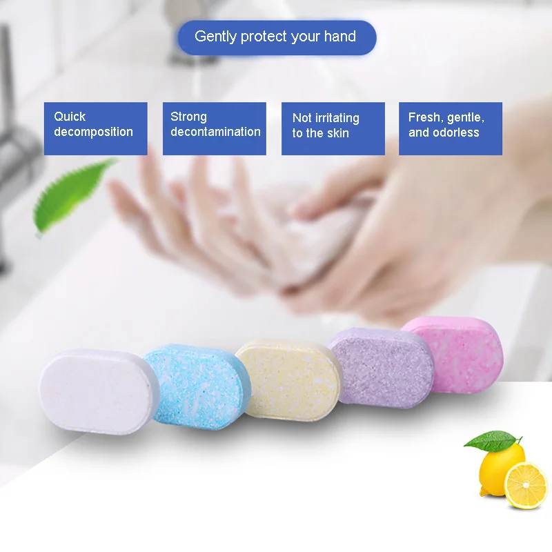 10PCS Rich Foam Effervescent Tablet Plant extraction Sanitizer Quick Melt Refill Cleaning Soap Sheet For Hand Washing Dispenser