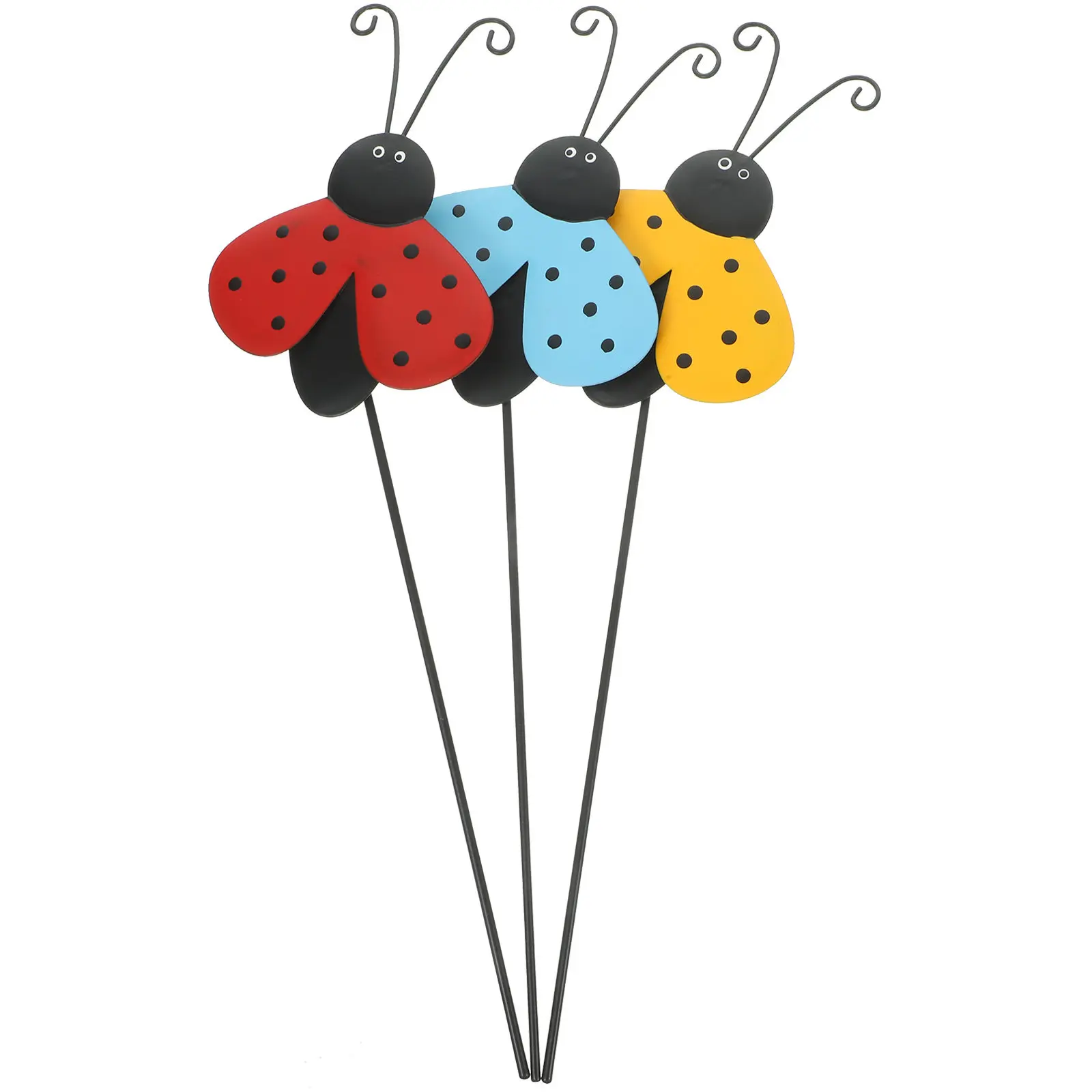 

Набор из 3 разноцветных садовых декоративных фигурок божьих коровок на колышках для украшения двора и патио