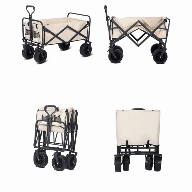 Outdoor Utility Wagon 5 Inches Wheel Portable Collapsible Camping Cart Lightweight Garden Shopping Sport Beach Hand Truck