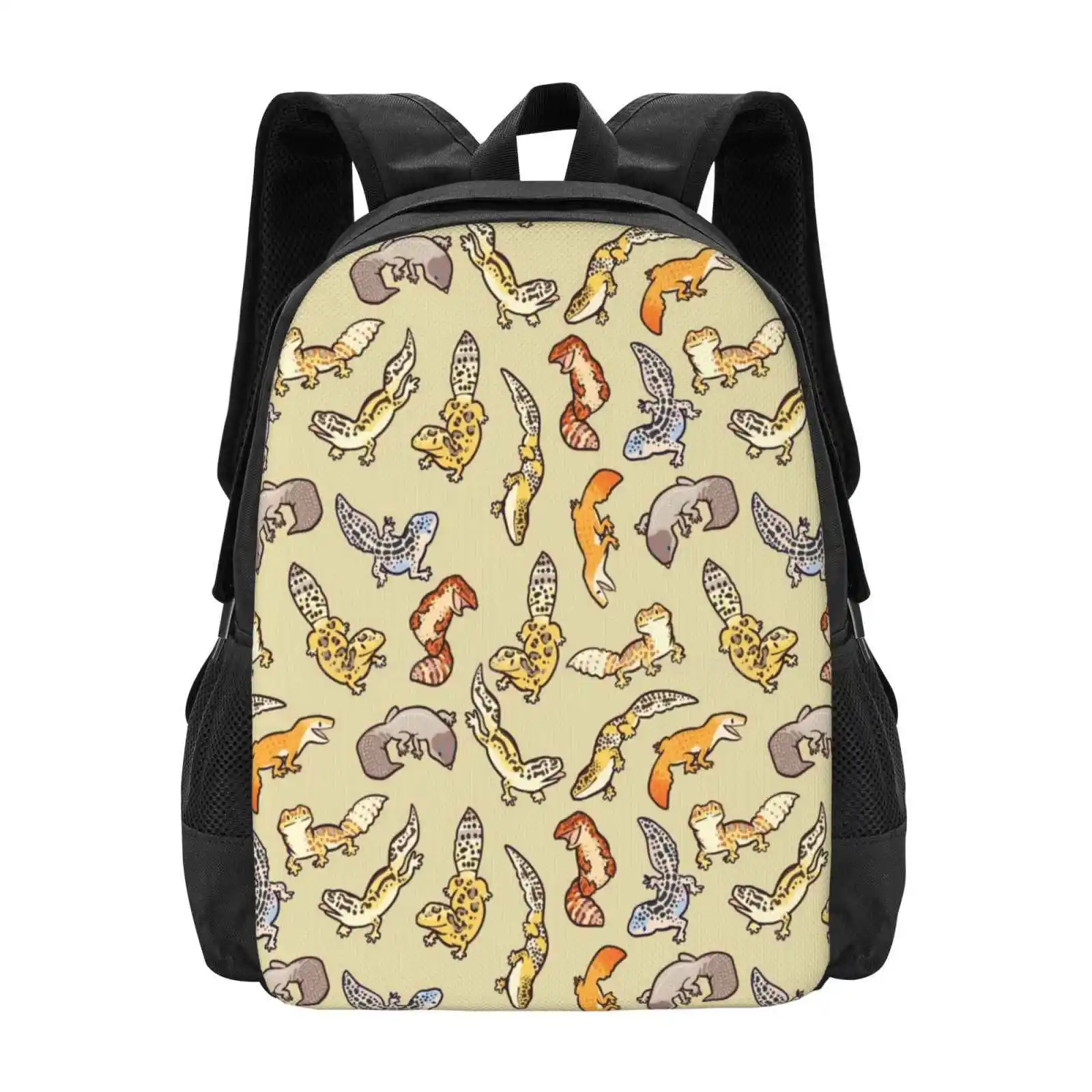 Chub Gecko Babies 3d Print Design Backpack Student Bag Leopard Geckos Lizards Reptiles Patterns Cute