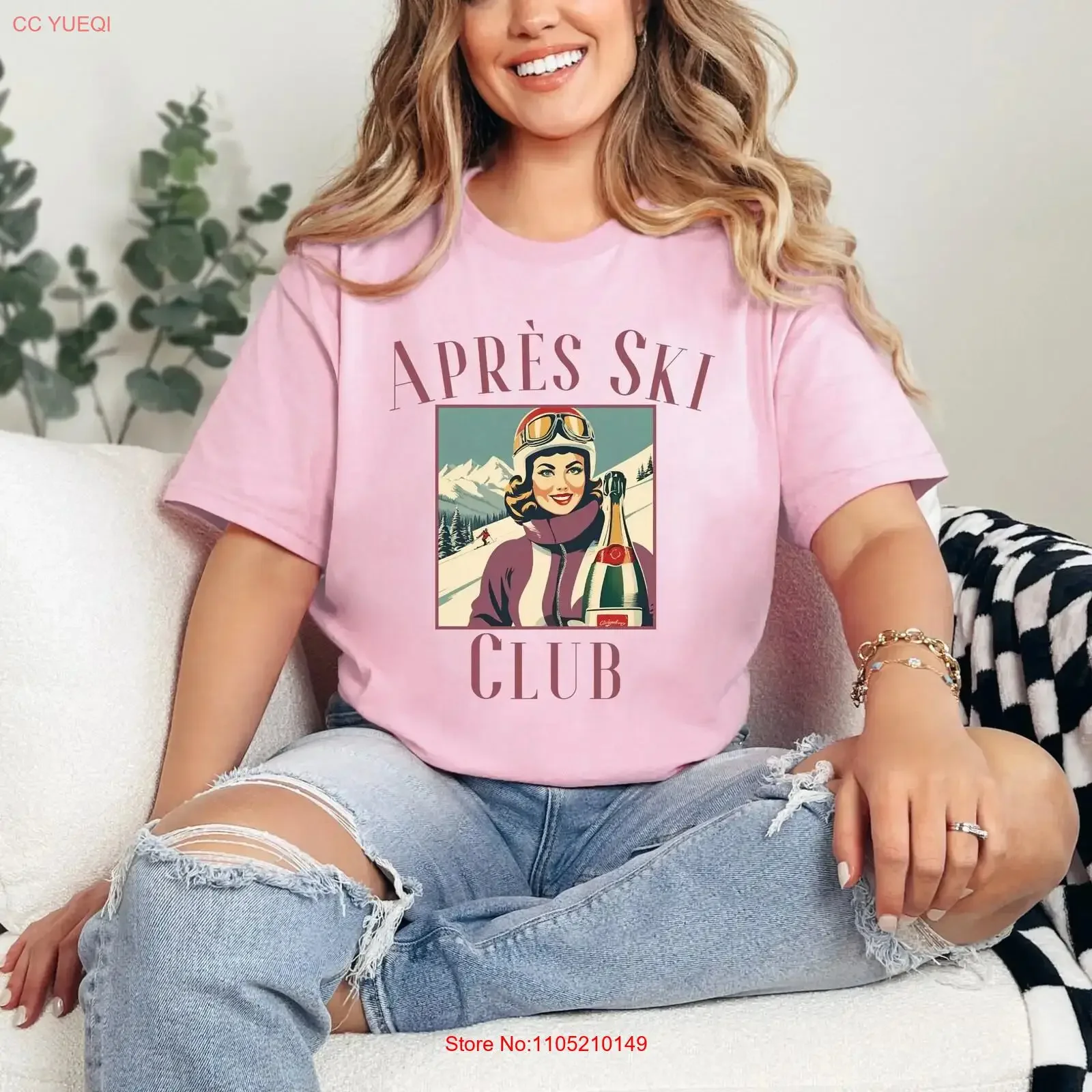 Apres Ski Club T Shirt Retro Skiing Funny Oversized Girls Trip Bachelorette Skier s vintage Washed Top For Everyday Wear Soft