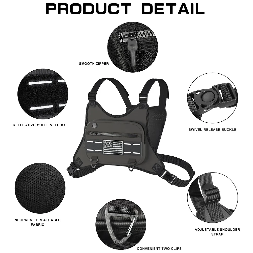 Sportliche Brusttasche für Damen und Herren, wasserabweisend, leicht, mit integriertem Handyfach, ideal zum Laufen, Radfahren, für das Fitnessstudio, für den täglichen Gebrauch und vielseitig einsetzbar. – Detail 23