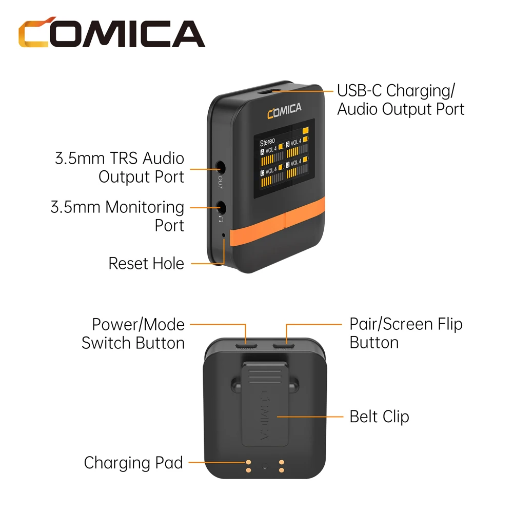 Imagem -02 - Comica-vimo q 4-channel Mini Microfone sem Fio Adequado para Streaming Podcasting Jogos Gravação Desempenho Musical em Telefones