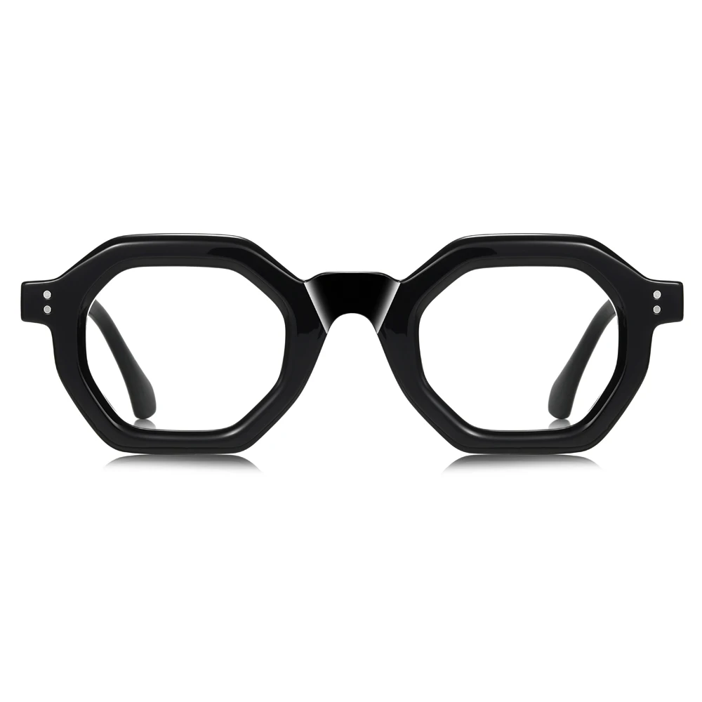 Kachawoo male hexagon glasses blue light filter TR90 acetate black green polygon glasses frame female retro European style