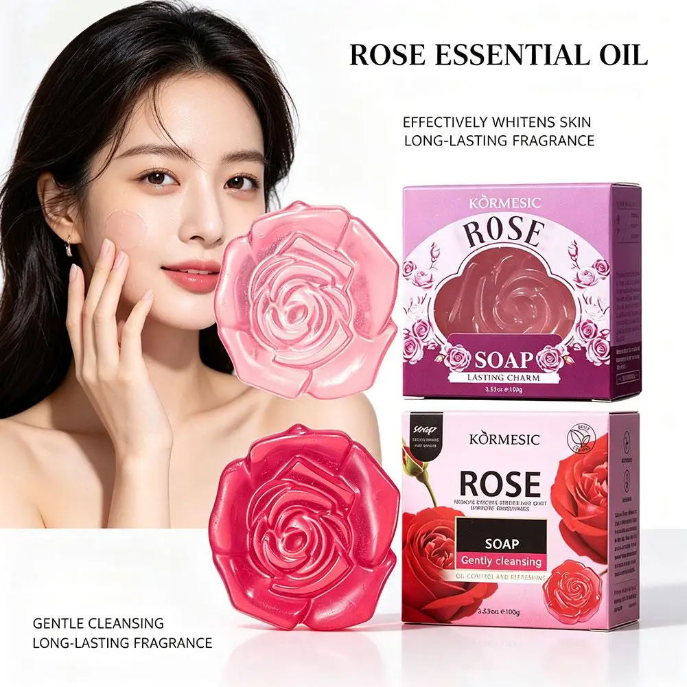 Body odor Cleansing Rose Soap Bar Body Care Face Wash Exfoliating Whitening Soap Fruit Handmade Shower Soap