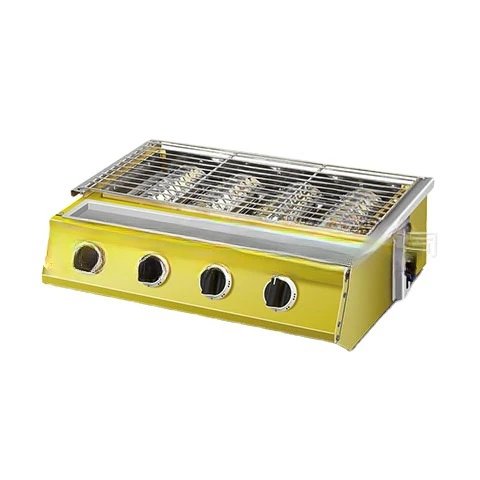 Night Market Stall Small Four-Head Barbecue Oven Commercial for Grilled Oysters Grilled Chicken Neck Seafood Household Gas