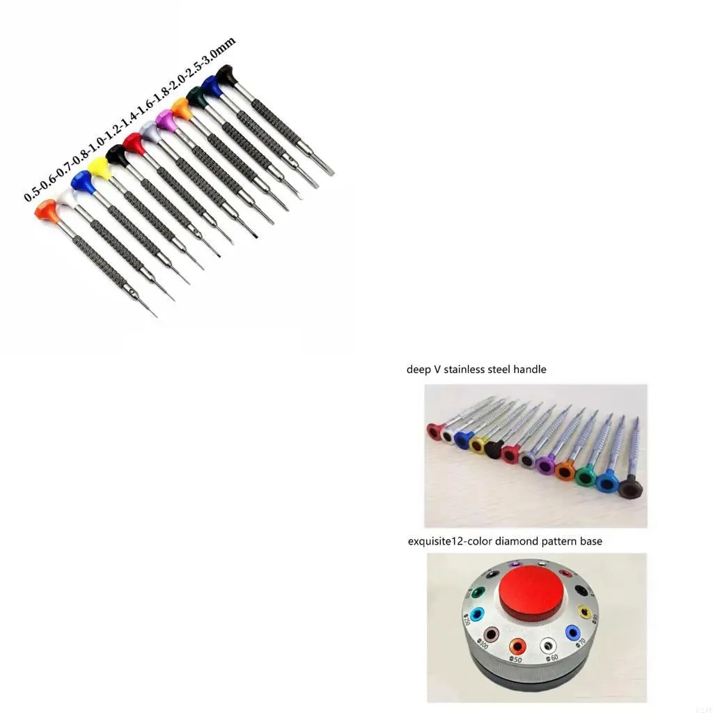 12pc Slip Resistant Rotary Screwdriver Micro Grooved Teeth And Sturdy Steel Tips For Professional Use