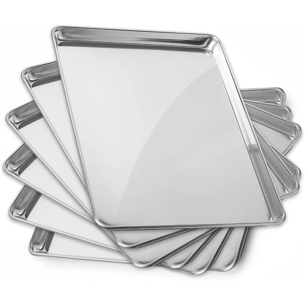 

GRIDMANN 15 x 21 Commercial Grade Aluminum Cookie Sheet Baking Tray Pan Three Quarter Sheet - 6 Pans