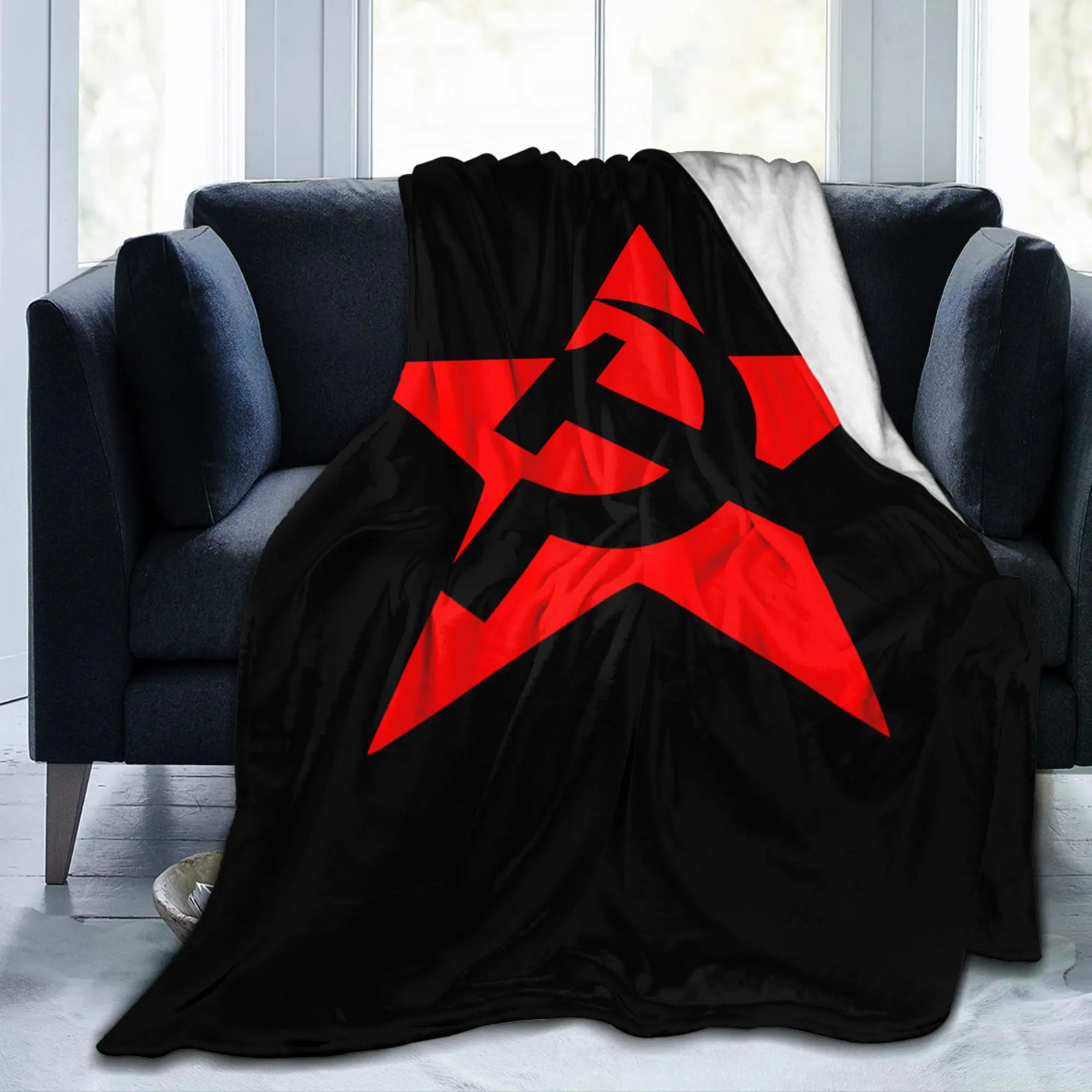 Hammer Sickle Soviet Union CCCP Blanket USSR Russian Flannel Warm Bedding Throw Blankets for Lounge Spring Restaurant Ultra-Soft