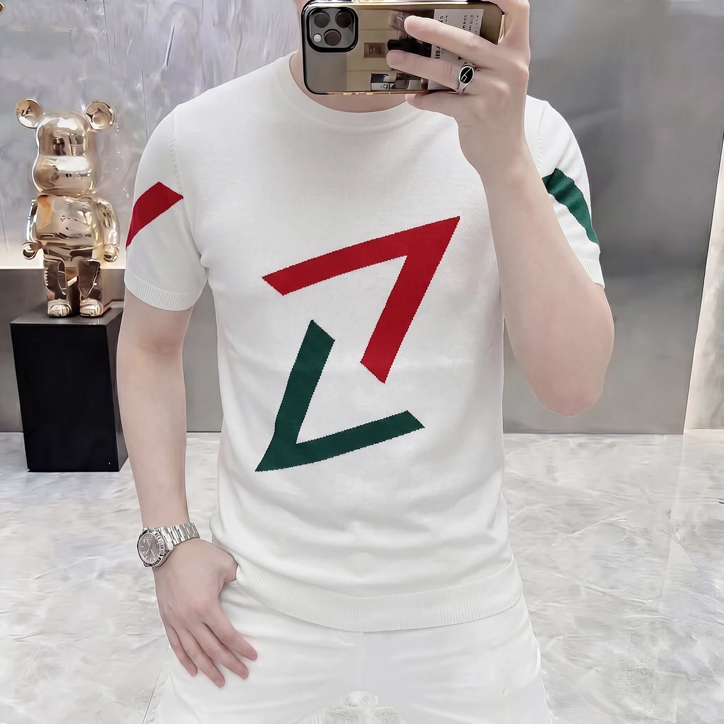 Exquisite Knitwear Casual T Shirt For Men Short Sleeve Stretchy Summer Quality Viscose Blend Smooth Crewneck Camisetas De Hombre