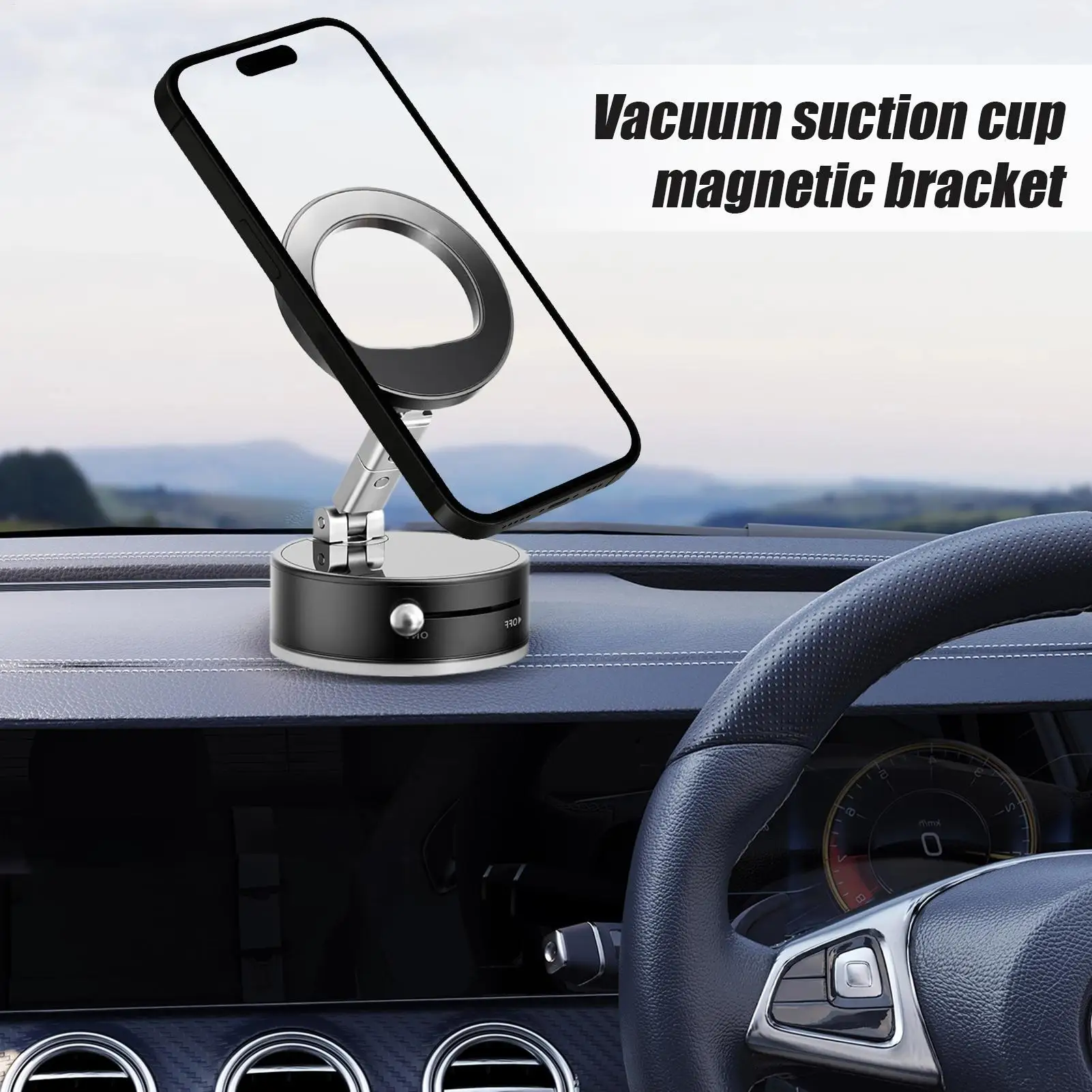 

Magnetic Car Mount Vacuum Magnetic Phone Stand Foldable Aluminum Alloy Cellphone Bracket Multi-functional Rotating Stand For