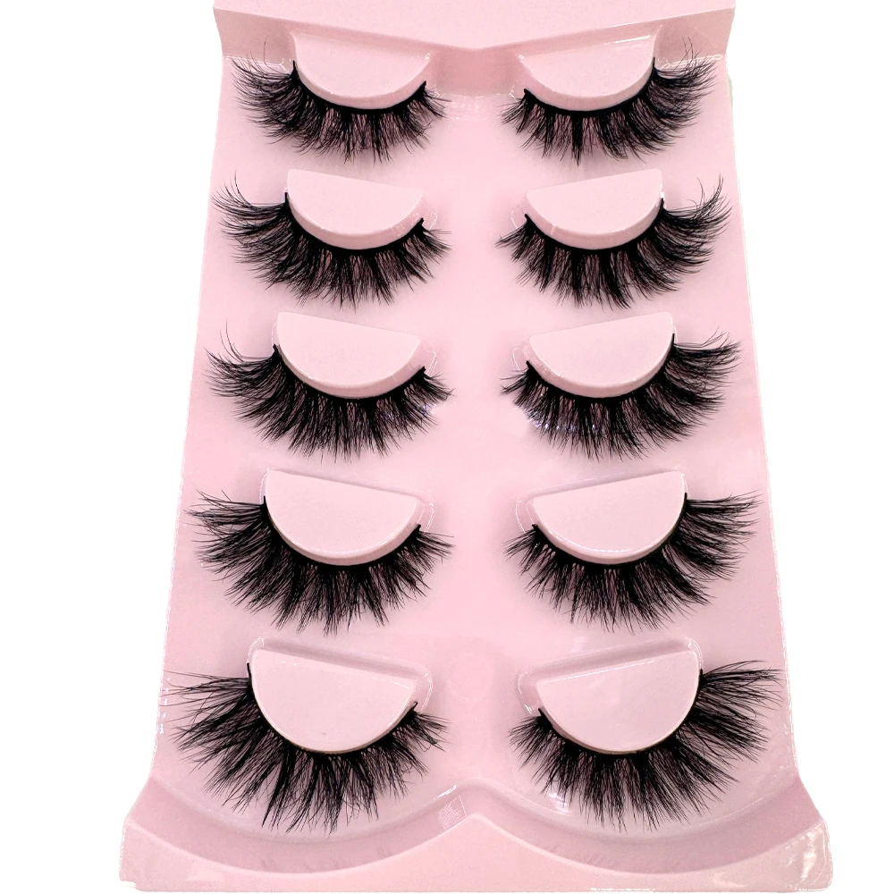 Novos 5 pares de cílios postiços, pele de vison macia e fofa, curtos, cílios drag queen naturalmente enrolados, adequados para auto enxertia